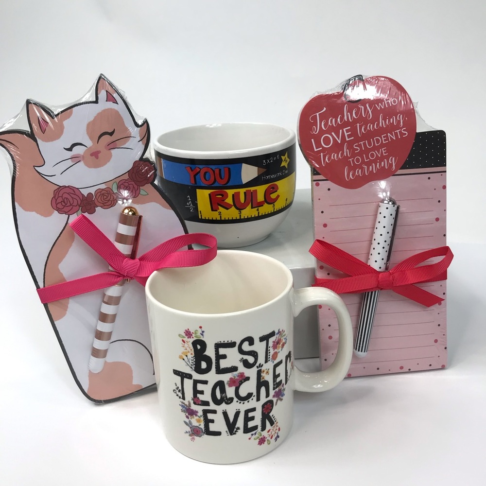 Teachers Gifts Two Coffee Cups Mugs with Note Pads